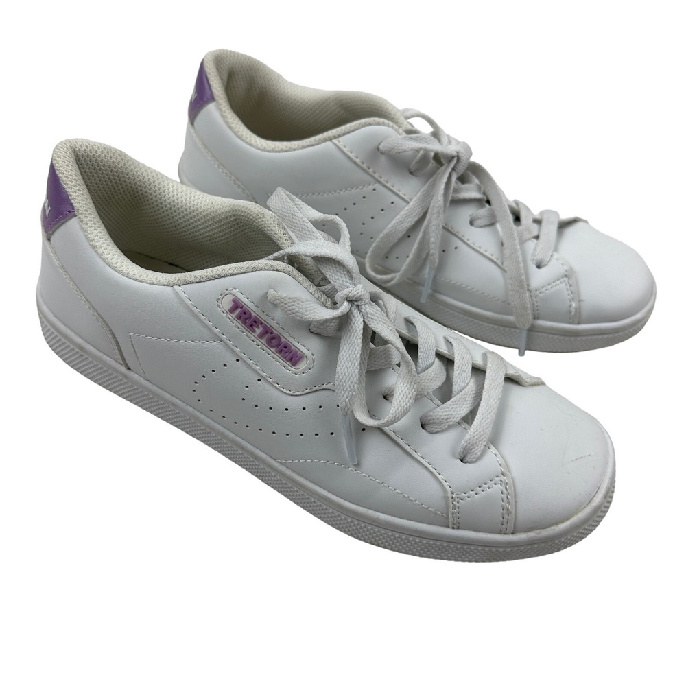 TRETORN Center Court White Purple‎ Sneaker Shoe Women's Sz 8M PU Low Top Lace Up